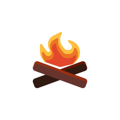 Campfire with Firewood flat icon, vector sign, Camp Fire colorful pictogram isolated on white. Symbol, logo illustration. Flat style design