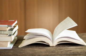 Open the book on the table Education concept
