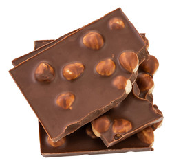 chocolate with nuts isolated on white background