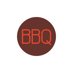 BBQ text in a circle flat icon, vector sign, bbq lettering colorful pictogram isolated on white. Symbol, logo illustration. Flat style design