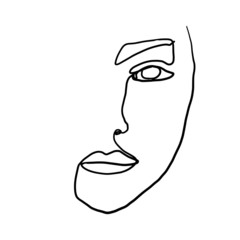 Fashion woman portrait. Minimalistic graphic hand drawn style. 