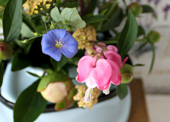 Fototapeta na wymiar spring flowers in a teapot