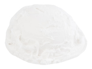 vanilla ice cream scoops side view on white background with clipping path