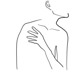 Graphic art woman. Simple beauty logo. Fashion sketch. Minimal line drawing illustration 