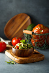 Homemade classic guacamole dip