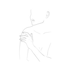 Fashion woman portrait minimal line hand drawing. Beauty logo. Beautiful girl figure isolated on white background 