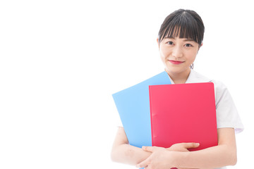 Obraz premium テキストを持つ学生