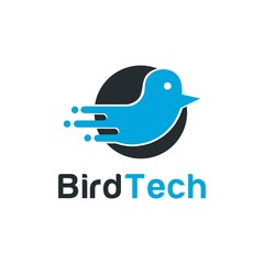 bird technology logo vector design illustration. tech logo, bird and pixel tech concept design