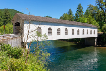 Goodpasture Covered Bridge, the second longest covered bridge in Oregon, USA