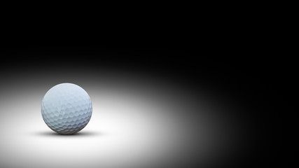 Golf ball on black background with copy space