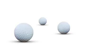 Golf ball on white background with copy space