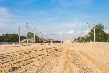 The large view on the new road construction site