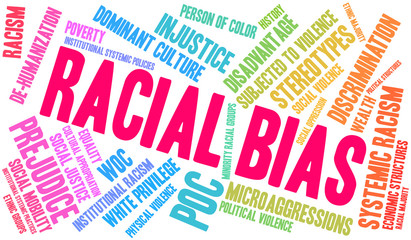  Racial Bias Word Cloud on a white background. 