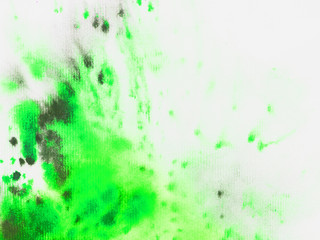 Fototapeta na wymiar Watercolor green splash texture on white background for background or design