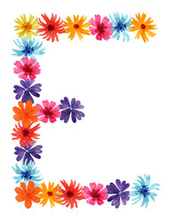 Watercolor letter E of a wildflowers. best monogram for design