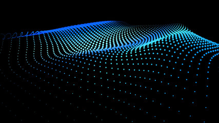 3d sea dots wave glowing stream background flow