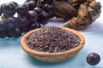 Spa treatment and skin care with Malvasia vulcanic grape aromatic sea salt