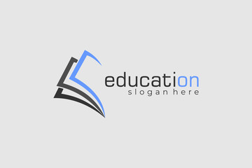 Open Book Education Flat Line Vector Logo Design