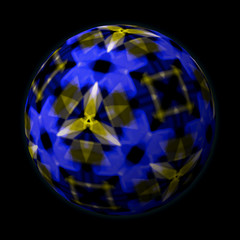 Artfully designed and colorful ball, 3D illustration on black background