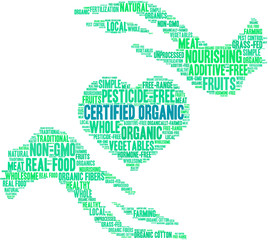 Certified Organic Word Cloud on a white background. 