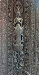 Wooden doors at the temples in Myanmar