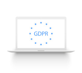 GDPR - General Data Protection Regulation, letters on computer display