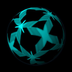 Artfully designed and colorful ball, 3D illustration on black background