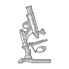 Microscope. Engraving vintage vector black illustration. Isolated on white