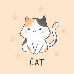 Cute Cat cartoon hand drawn style