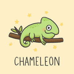 Cute Chameleon cartoon hand drawn style