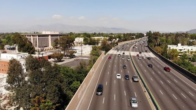 An aerial of the Ventura freeway in greater Los Angeles, Ca.
