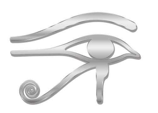 Eye of Horus, silver style. Ancient Egyptian goddess Wedjat symbol of protection, royal power and good health. Similar to Eye of Ra.