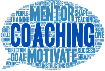 Coaching Word Cloud on a white background. 