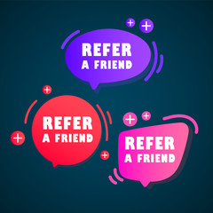 Set of doodle speech bubbles with Refer a Friend message