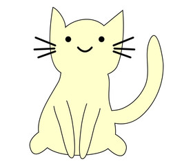 Hand Drawn Cute cat with phrase lovely cute weow vector illustration. Childrens design poster.