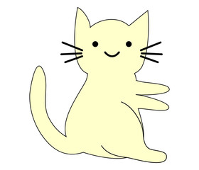 Hand Drawn Cute cat with phrase lovely cute weow vector illustration. Childrens design poster.