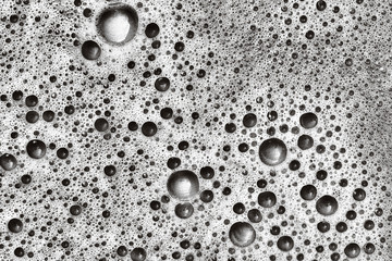 Grey, black and white Surface of bubbles of foam increased. Series of colors