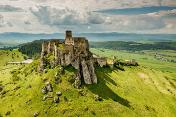 Aerial view of Spis (Spiš, Spišský) castle, second biggest castle in Middle Europe, Unesco Wold Heritage, Slovakia © Tomas Hulik