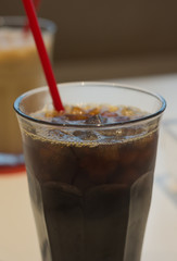 A glass of iced coffee