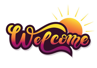 Welcome. Hand drawn lettering. 