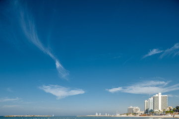 Naklejka na ściany i meble Israel, Tel Aviv, beach on sunny winter day