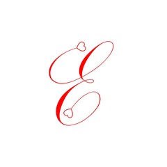 Letter E and heart shape Logo