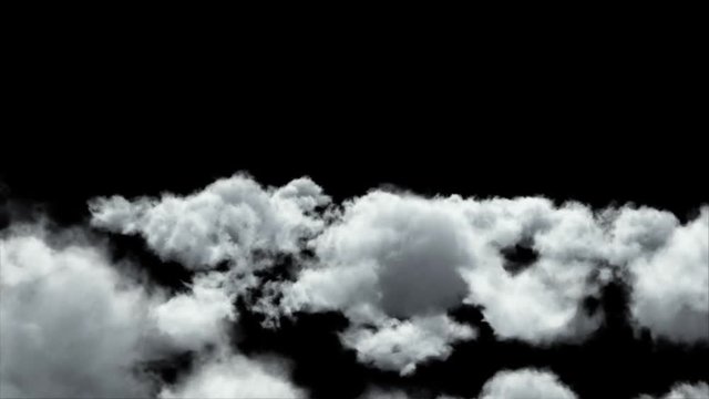 Flying through the clouds. Slow motion. 3D Render.