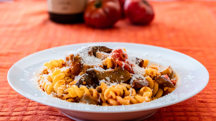 Pasta alla norma, a traditional recipie of italian food tradition