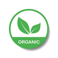 Vegan Bio, Ecology, Organic logo and icon, label, tag. Green leaf icon on white background.