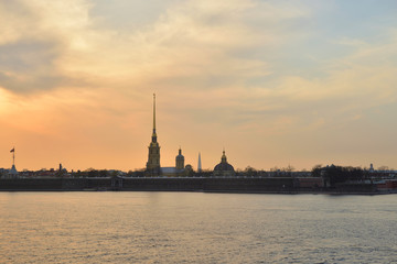 Fototapeta premium Peter and Paul Fortress at sunset.