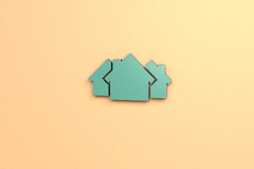 blue-green color Illustration of Neighborhood on orange background