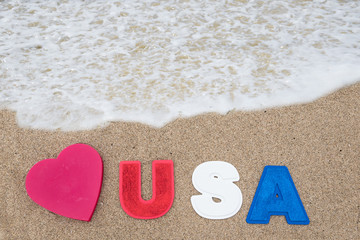 Patriotic USA background on the sandy beach