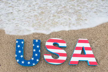 Patriotic USA background on the sandy beach