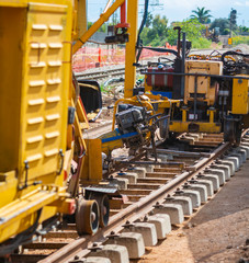 Rail excavator on reconstruction of the railway rails